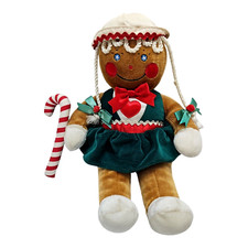 Target Gingerbread Man Plush 1990 Candy Cane Velvet Dress Christmas Woman Girl
