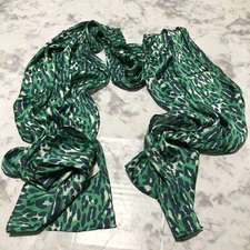 Collection Eighteen Satin Scarf Wrap Multicolor Green 13” X 86” Preppy