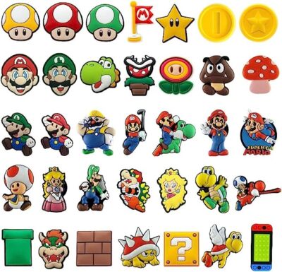Super Mario Bros Croc Shoe Charms Princess Peach Luigi Bowser