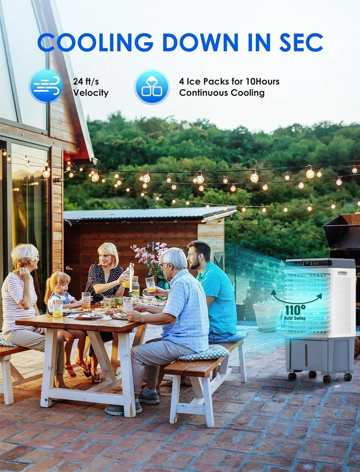 Enfriador de pantano Ecotronic, enfriador de aire evaporativo 3 en 1 1800 CFM con temporizador 12H, Re Foto 2 de 4