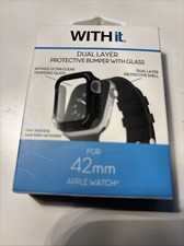With It Full Protection Bumper With Glass For 42mm Apple Watch color: black