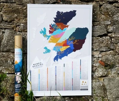 Munro Bagging Scratch Off Map | Munro Baggers Poster A1 | Scottish Hiking - Image 1 of 4