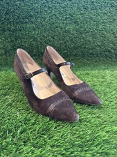 Vintage Manolo Blahnik Chocolate Brown Suede T Strap Heels Size 36 US 6