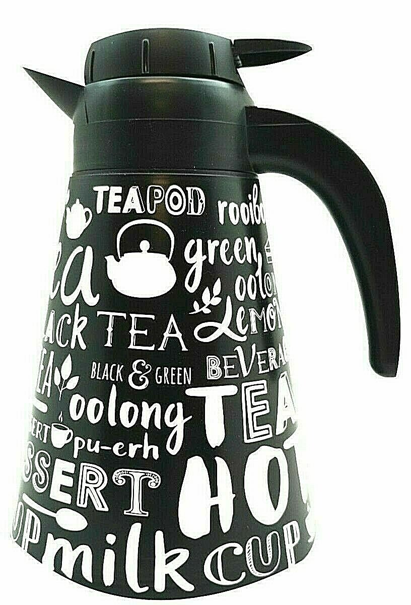 1.2 Liter Conical Glass Thermos Tea Carafe Double Wall Glass,Black eBay