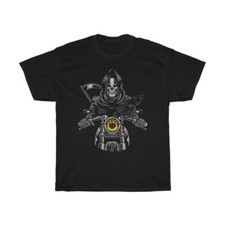 Death Rides A Pale Bike, Unisex Heavy Cotton Tee, Death, Grim Reaper, Motorcycle