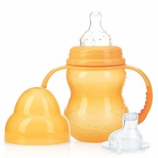 Nuby 3-Stage Wide Neck No Spill Bottle with Handles and Non-Drip Juice Spout,...