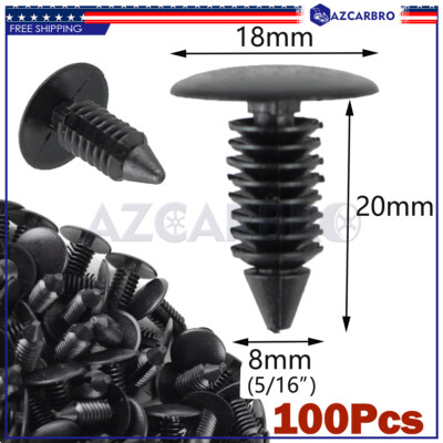 100PC BUMPER FENDER SHILELD 8MM CLIPS A20887 11146 15414 FOR Auveco GM 1595864