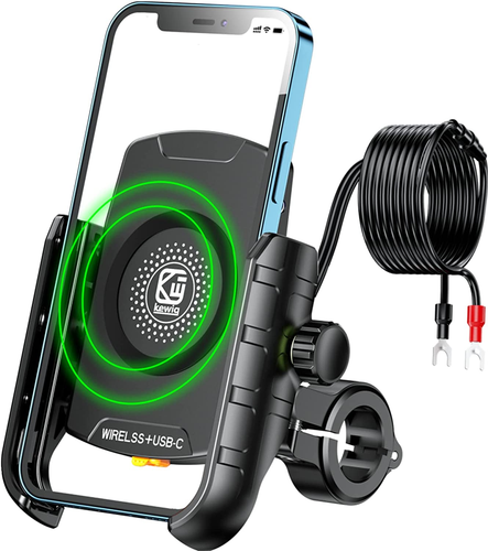 BRCOVAN Motorcycle Phone Mount with Qi 15W Wireless Charger & USB C 20W Fast Cha - Photo 11 sur 12