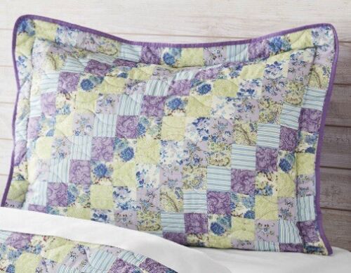 Mainstay Floral Patchwork Sham Standard Fits Pillows 20x26 Pillow Case NEW - 第 1/2 張圖片