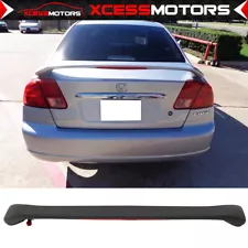 Fits 01-05 Honda Civic 4DR OE Style Matte Black Trunk Spoiler W/ LED Brake Light