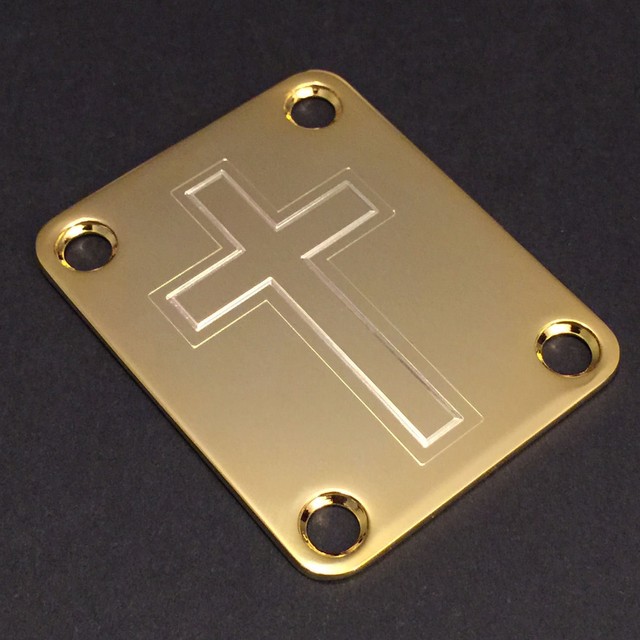 GUITAR NECK PLATE Engraved Etched Fits Fender CROSS Faith Gold eBay