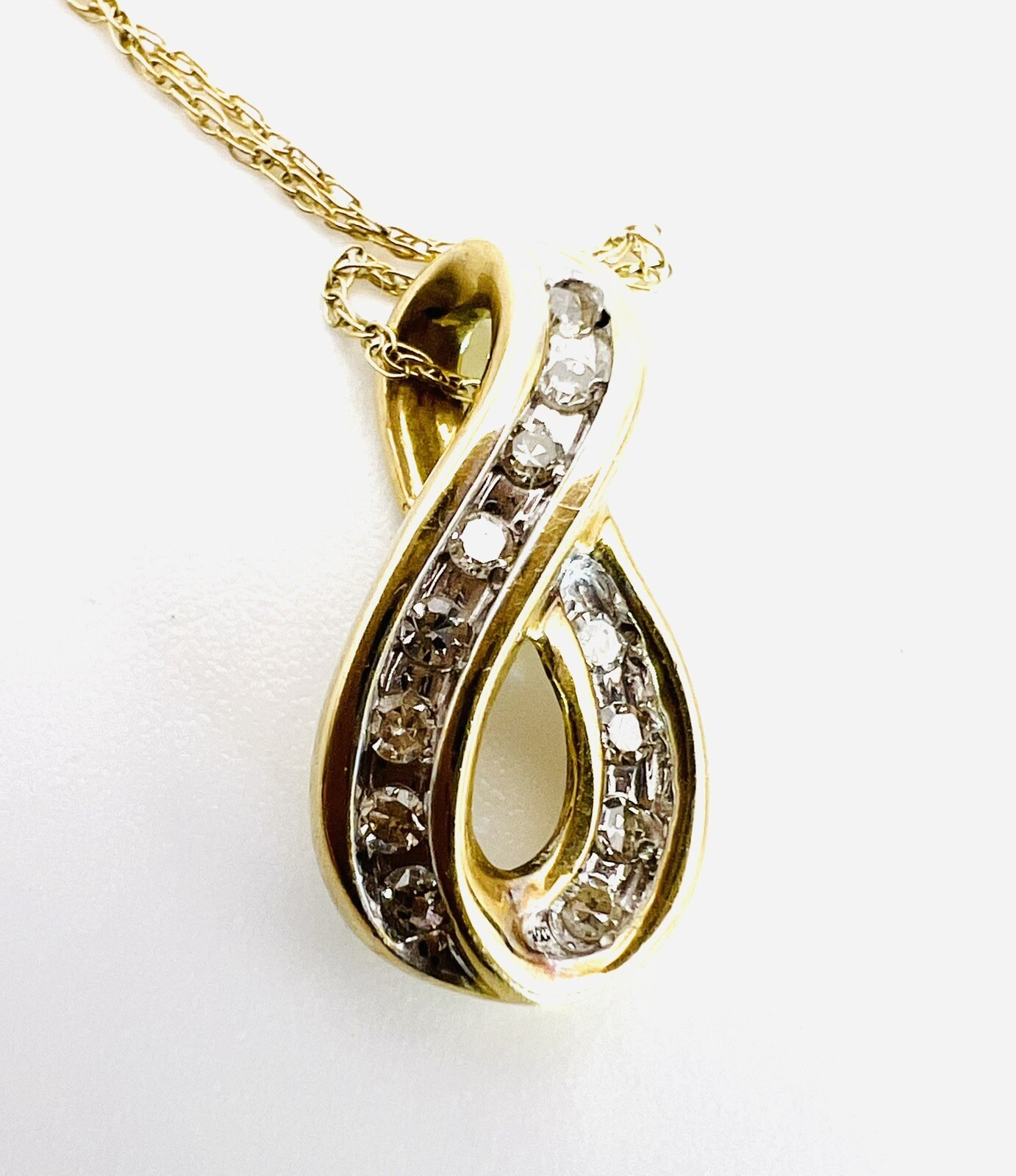 10k Solid Yellow Gold Diamond Infinity Swirl Geom… - image 11