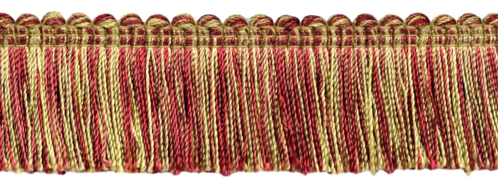 Flambe 1.25"" Brush Fringe Trim/Auburn, Wine, Beachwood, Camel Gold [By The Yard]