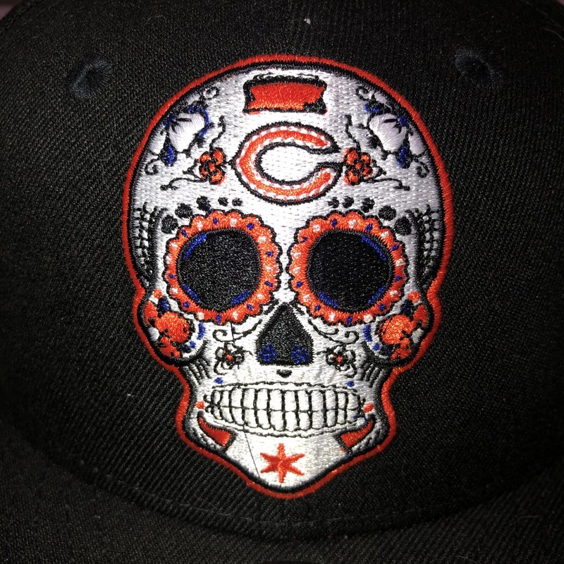 Chicago Bears Hat Sugar Skull Fitted 7 5/8 New Era Dia de Muertos Edition Cap