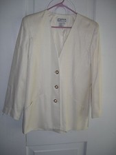 Women's Atrium Ivory Suit Blazer Skirt Long-Sleeve/Lined/Rayon Size 6