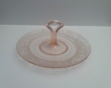 Tiffin Franciscan Pink Depression Glass  Deerwood Center Handled Serving Tray 
