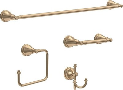 Delta Mylan 4-Piece Bathroom Set Champagne Bronze 18'' Towel Rack, Toilet Paper H
