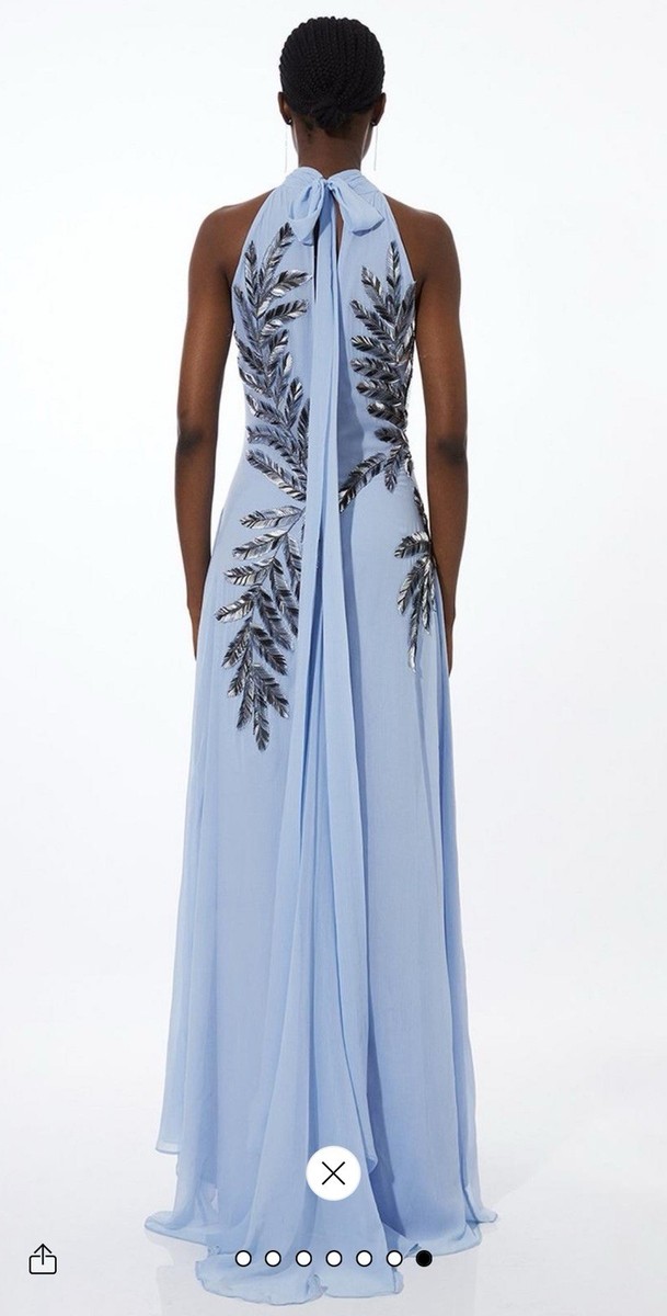 KAREN MILLEN トールハイネック装飾 ルーシュジョーゼットマキシ Petite Ombre Floral Soft Pleated One Shoulder Maxi Dress