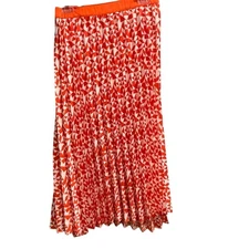 Future Collective Size 28/30 Orange White Pattern Pleated Skirt 