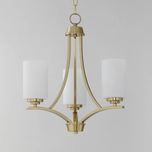 Satin Brass Three Light Chandelier from the Deven Collection - Picture 2 of 4