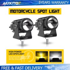 2x Led Motorcycle Headlight Yellow White Hilo Spot Light Driving Fog Lamp Atv