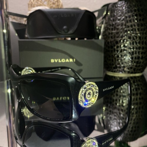 Bvlgari Sunglasses 8007-B Black Swarovski Crystal Limited Edition VERY RARE!
