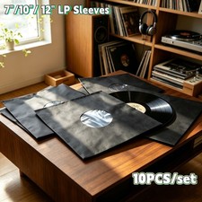 10Pcs 7"/10"/ 12" Vinyl Record Inner Paper Sleeves Poly Lined Black