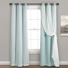 Lush Decor Sheer Grommet Curtains with Insulated Blackout Lining Window Blue Pai
