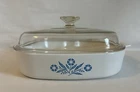 Vintage Corning Ware Blue Cornflower Casserole A-10-B with Pyrex lid A-12-C