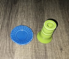 1960's Vintage Frenzy Toys Fiesta Style Ceramic Plate And Candle Stick