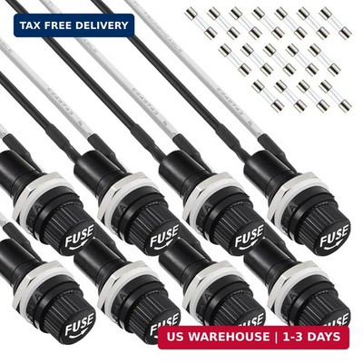 Panel Mount Fuse Holder - 5x20 mm, 250V AC/125V AC/12V DC, 10A/15A Fast Blow Gla