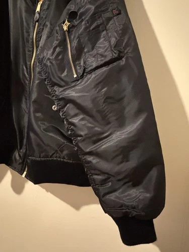 Rothco Men's MA-1 Reversible Bomber Jacket Black/Orange Full Zip Satin Nylon XL image 4