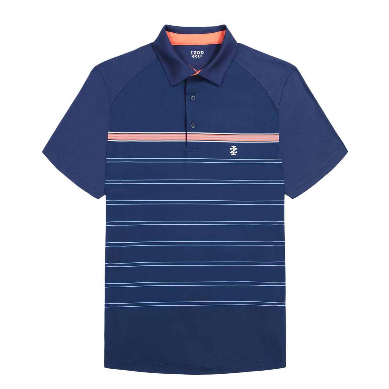 МУЖСКОЕ ПОЛО В ПОЛОСКУ НА ГРУДИ IZOD - РАЗМЕР МУЖСКОЙ L - ТЕМНО-СИНИЙ 7790₽