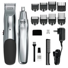 Wahl Groomsman Rechargeable Beard  Nose Trimmer 15 Piece Set silver 