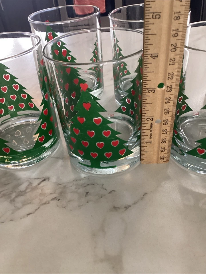Lote De 6 Vasos De Colección Department 56 Árbol De Navidad con Corazones Rocas De Whisky Foto 2 de 4