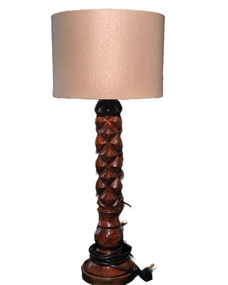 Einzigartige handgefertigte Nachttischlampe/Eichel Mahagoni/Lampenschirm nicht enthalten