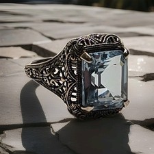 Vintage Stamped Sterling Silver Blue Gemstone...