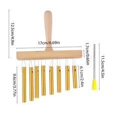 Bar Chimes 8 Tone Hand Bells With Knock Stick Birch Wood Solid Aluminum XVMH