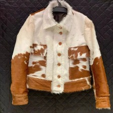 New Men's Genuine Cowhide Leather Jacket Natural Hair-On Cow Skin Fashion Coat