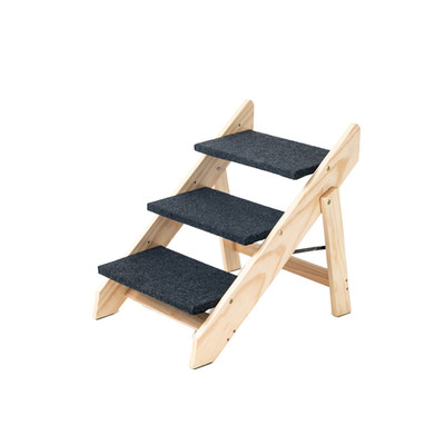 Foldable Wooden Dog Stairs Ramp 3 Step Pet Ladder Bed Sofa Car 110 lbs