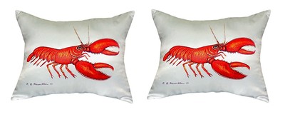 Pair of Betsy Drake Red Lobster No Cord Pillows