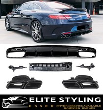 S65 STYLE HECKDIFFUSOR MIT SPITZEN GLANZ SCHWARZ F&Uuml;R MERCEDES S KLASSE C217 AMG 2015