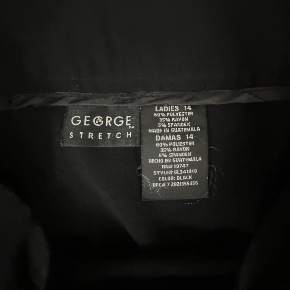 Falda lápiz clásica George para mujer talla 14 negra elástica cintura alta cremallera lateral Foto 4 de 4