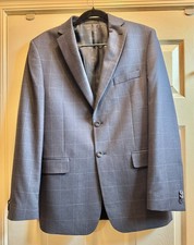 Boys Michael Kors Blue Suit Windowpane Pattern - Gently Worn - Size 20R
