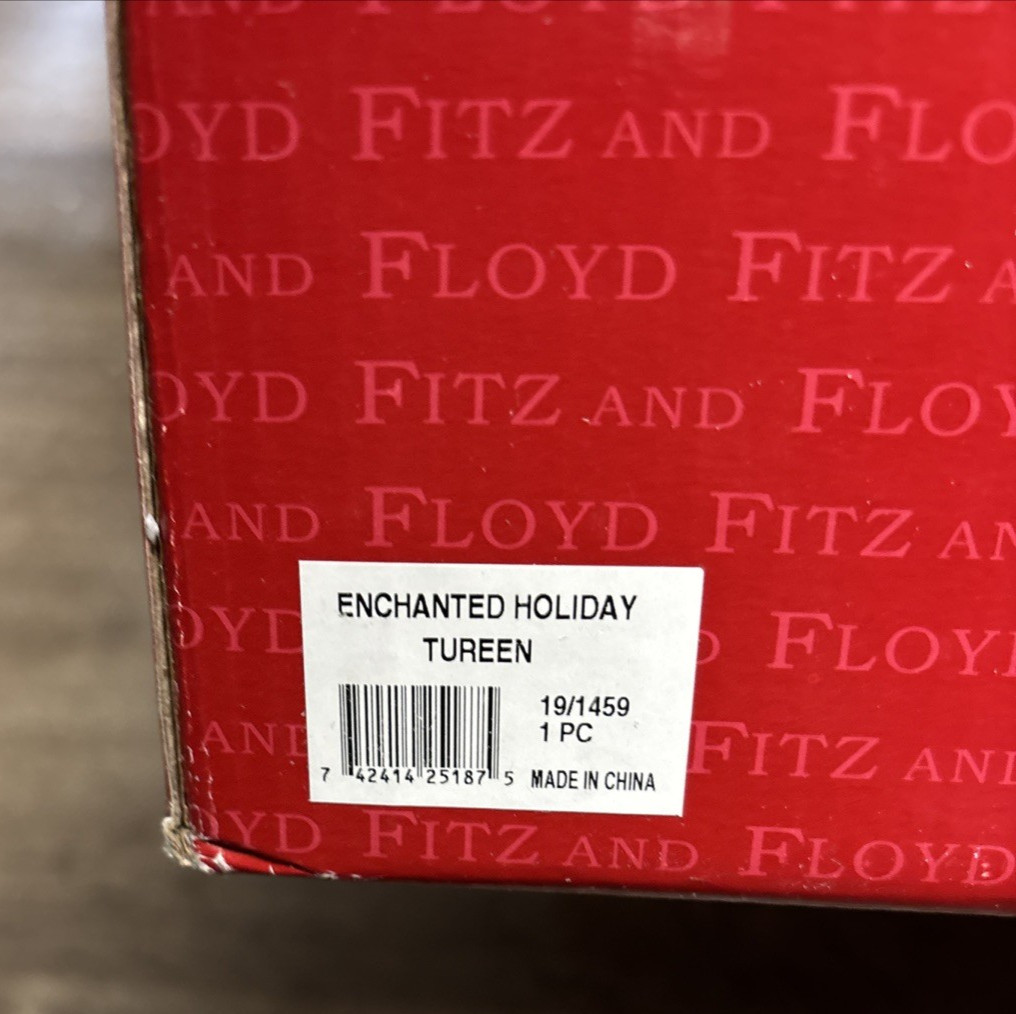 BNIB Vtg Fitz and Floyd Christmas Sleigh Soup Tureen with Ladle