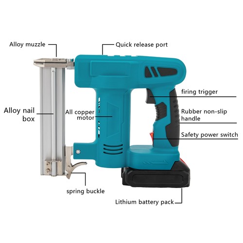 2-in-1 Cordless Nail Gun Nailer Stapler Battery Powered Staple Gun 80 ...
