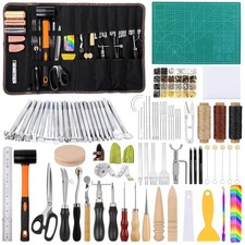 328PCS Leather Working Kit, Leather Working Tools with Manual - Stamp Tools, ...