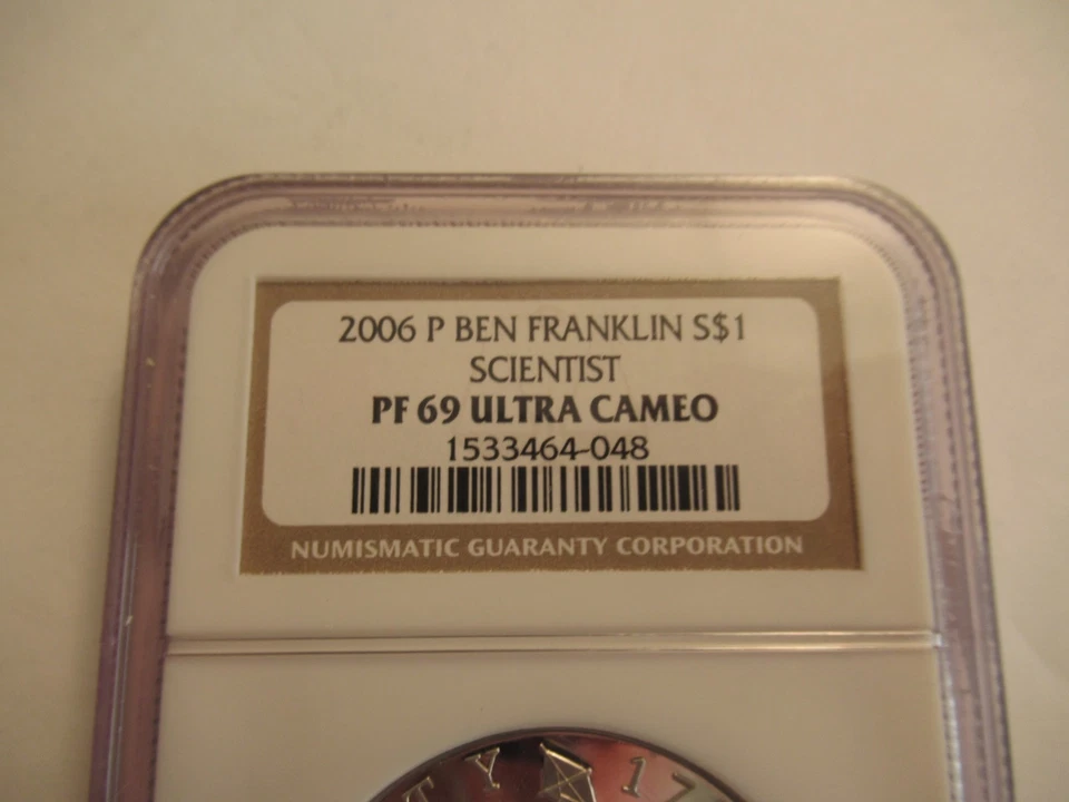 2006 Benjamin Franklin Scientist Proof Silver Dollar NGC PF69 Ultra Cameo - Image 3 of 4