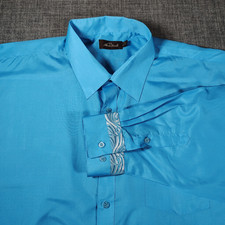 Alberto Danelli Shirt Mens XXL Blue Collared Button Up Casual Lightweight Office