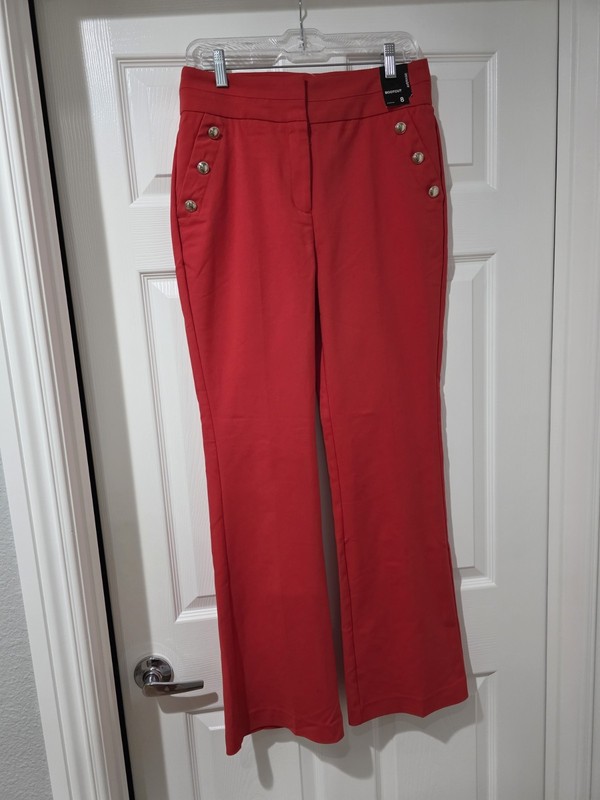 New York & Company 7th Avenue Bootcut Leg Dress Stretch Work Pants Red Women’s 8